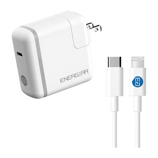 ENERGEAR 安杰爾 27W PD快充器 + Type-C to Lightning快充線, 白色, 1個