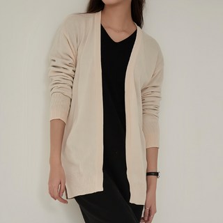 CARET 女款長版開襟毛衣 奶油色 100% 腈綸, Free Size