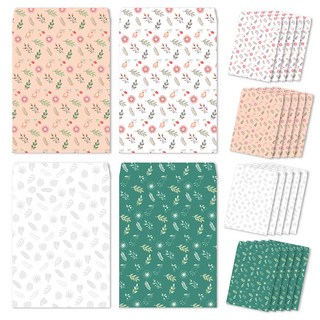秘密花園 附雙面膠封口 中封禮物紙袋 4款 x 6入, 1組, 混色