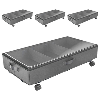 MEGA 透明鋼架大容量滑輪床底牛津布收納箱 A0050501-01, 黑色, 4個