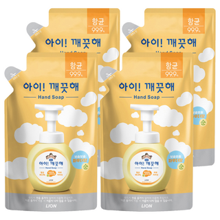 LION 獅王 洗手慕斯補充包 爽身粉香, 200ml, 4包