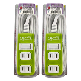 Tyson 太順電業 QPOWER 2孔1開3插 延長線插座 TS-213B-G 萊姆色 6.3M 台灣製造, 2條