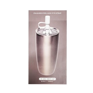 SWANZ 天鵝瓷 不鏽鋼隨行杯 附吸管, 曜石黑, 1L, 1個