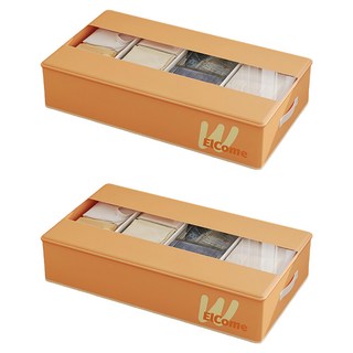 小麥購物 可折疊沙發床底收納盒 L2371, 橙色, 2個