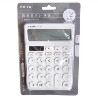Kinyo 圓鍵12位元計算機, 白色, 1個