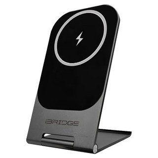 iBRIDGE 超輕薄金屬支架無線充電器，適用於iPhone 12/13系列，15W快充，磁吸設計, 黑色, 1個