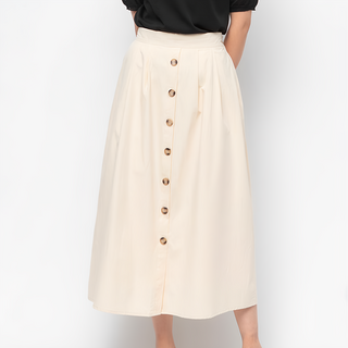CARET 女款前排扣傘狀裙, 均碼, 米白