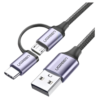 綠聯 3A快充 Micro USB Type-C 兩用傳輸線 編織, 1m, 1條, 30875