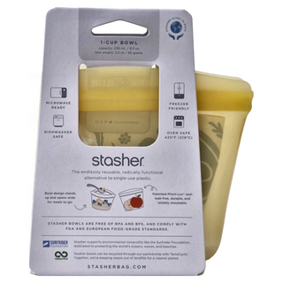stasher 碗形矽膠密封袋-XS-黃，236ml, 可用於微波爐、烤箱、洗碗機, 1個