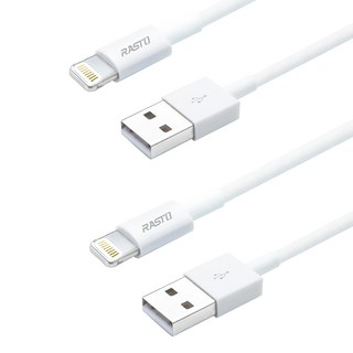 RASTO RX35 蘋果 Lightning 充電傳輸線雙入組, 白色, 1組, 1m+2m