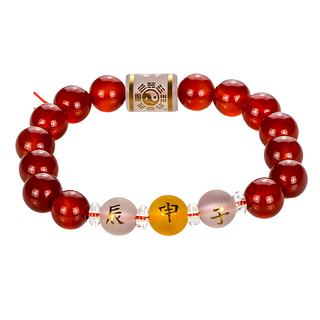 馥瑰馨盛 猴鼠龍申子辰瑪瑙手鍊 優化紅瑪瑙 圓珠1CM, 女款, 1 x 15~16.5cm
