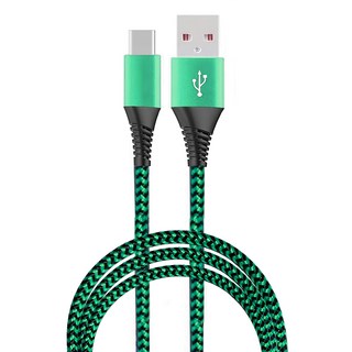 Kinyo Micro USB 交錯格紋極速充電傳輸線 USB-B08 39.6g, 2m, 綠色, 1條