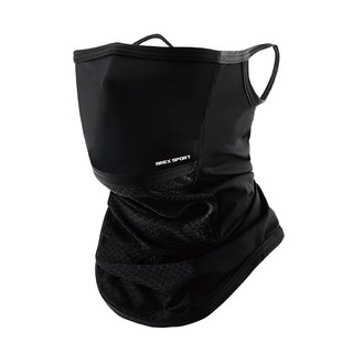 AREX SPORT 高爾夫防曬開口面罩冰絲網眼護臉遮頸脖圍 可掛耳 AS-3489 深夜黑, 1個