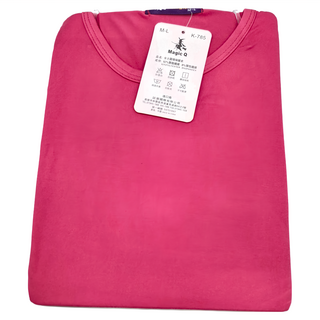 Magic Q 女圓領保暖衣, 92%聚酯纖維, 8%彈性纖維, M~L, 梅紅色, 1件