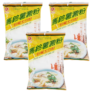 義峰食品 馬鈴薯澱粉(俗稱太白粉) 一般中西料理、菜餚、調羹、布丁、冰淇淋, 400g, 3包