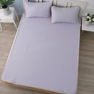 Ishur 伊舒爾 乳膠冰絲涼蓆墊, 防蹣設計 柔軟舒適 輕薄透氣 環保材質 多功能應用, 涼蓆墊 + 枕套, 190 x 105cm, 冰炫紫