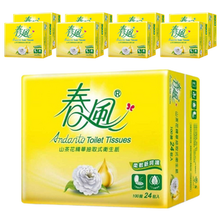 春風 山茶花精華 抽取式衛生紙 100張, 24包, 9袋
