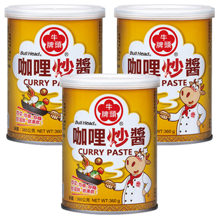 牛頭牌 咖哩炒醬 嚴選上等咖哩粉 香氣持久 口感濃郁 不添加防腐劑、人工色素, 360g, 3罐