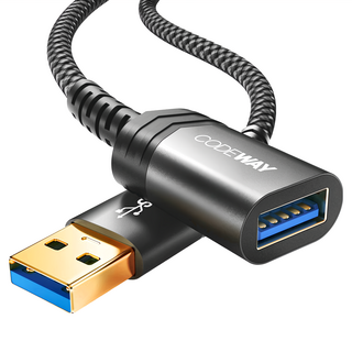 CODEWAY USB 3.0 5Gbps 公對母 高速傳輸延長線, 0.5m, 黑色, 1條