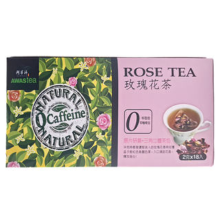 AWAStea 阿華師 零咖啡因玫瑰花茶, 原片研磨三角立體茶包, 2g, 18包, 1盒