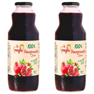 MeySu 美愫 100% 紅石榴汁 土耳其原裝進口 無加糖、無人工添加物、無防腐劑 玻璃瓶裝, 1L, 2瓶