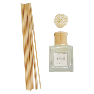 ZOLAND 原木色蓋香薰套裝組 CAEO0064A3, 姜花 + 檸檬, 1罐, 150ml