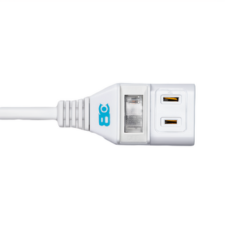 BC 博銓科技 中繼延長線 2合1過載保護開關 輕巧便攜, 2.7m, 白色, 1個