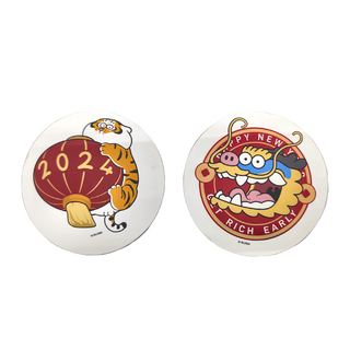 收納王妃 軟式珪藻土杯墊 我不是胖虎 圓 2入, 龍兄虎弟, 1組