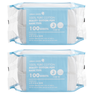 URBAN LEAVES 心心相印化妝棉 壓邊 100%純棉, 100片, 2包