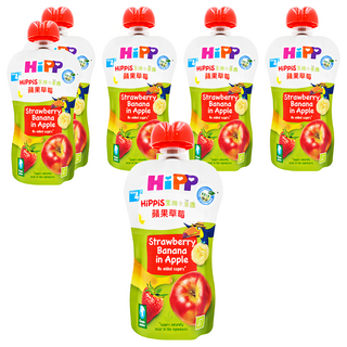HiPP 喜寶 生機水果趣 蘋果草莓口味果泥, 不含防腐劑, 適合4個月以上寶寶, 100g, 6包