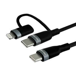 POLYWELL 寶利威爾 USB-C-C + Lightning PD編織快充線, 2m, PW15-W45-M661, 1條
