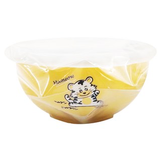 ZEBRA THAILAND PE蓋不鏽鋼兒童碗 附湯匙 耐酸鹼, 250ml, 黃色, 1組