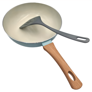 FACKELMANN 法克漫 璀璨碧藍陶瓷不沾深炒鍋 歐風輕巧漏煎鏟, 24cm, 1組