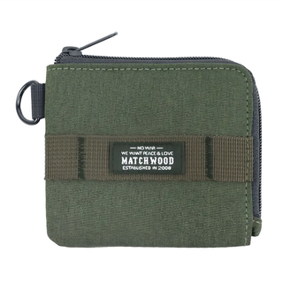 Matchwood Zip拉鍊短夾 尼龍帆布 YKK拉鍊, 11 x 10 x 1cm, 軍綠色