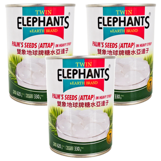 TWIN ELEPHANTS 雙象地球牌 糖水亞達子 泰國製造, 620g, 3罐