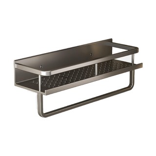 超級工廠 有桿有鈎 50cm 壁掛式浴室收納架, 灰色, 1個