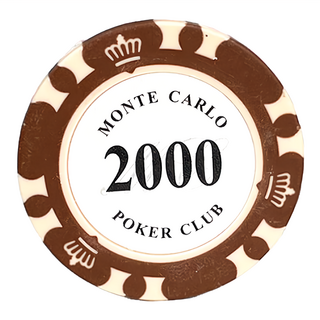 桌遊麻將籌碼 蒙地卡羅撲克俱樂部 2000面額 黏土材質（內置鐵片）, 升級款, 50個