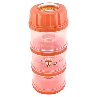 DOUBLEBEAR台灣晉億 三層外出分裝奶粉盒 - 祝福森林 輕巧無毒 70 CC, 蘋果紅, 1個