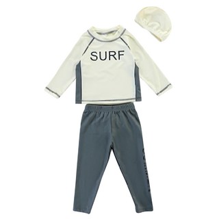 兒童款 防曬泳衣 長袖上衣+泳褲+泳帽