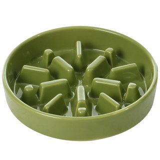 PEHOM 慢食陶瓷碗/光(綠)m 1入 寵物慢食碗 狗碗 貓碗 慢食盆