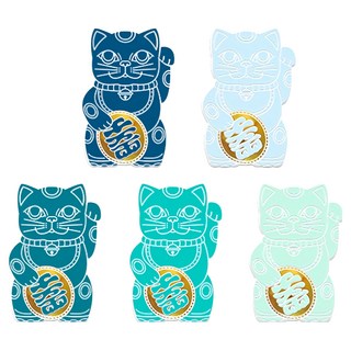 好物良品 開運招財繽紛Lucky Neko燙金靜電貼紙 5張, 事業有成