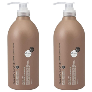 KUMANO 熊野油脂 氨基酸沙龍級修護椿花潤髮乳 含16種胺基酸和蠶絲蛋白 深層滋養髮質, 1L, 2瓶