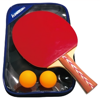 kawasaki 川崎 桌球拍/刀板桌拍 + 球 2顆 顏色隨機, KPW480A, 1組