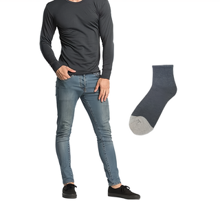 MI MI LEO 台灣製輕刷毛保暖衣 + 竹炭保暖除臭氣墊襪 冬季2件組 2件