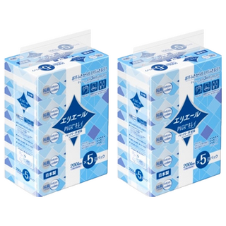 elleair 艾黎艾爾 柔韌吸水擦手紙巾抽取式 2枚重疊 紙漿100% 抗菌薄膜包裝 柔軟溫和 體積小巧, 5包, 2袋