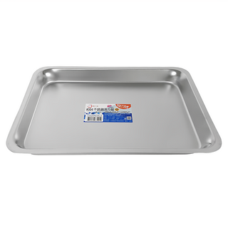 MIKA HOUSE 橘之屋 304不銹鋼淺方盤 中, 33x25x2.5cm 台灣製造, 33cm, J-252, 1個