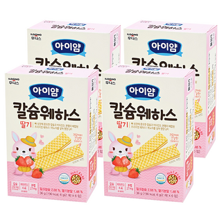 ILDONG 日東 Iyaam 藜麥威化餅 Set 6 方便攜帶 獨立包裝 健康零食, 鈣+草莓, 36g, 4盒