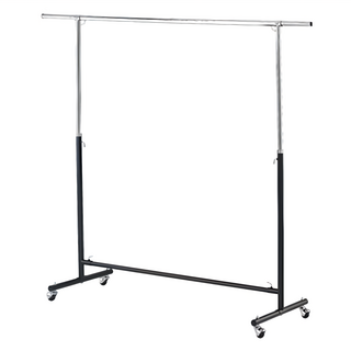 USEFUL DESIGN 悠室屋 球輪單桿衣架 KD1248 耐重 附365度滑輪 DIY組裝 台灣製造, 銀色 + 黑色, 122~180 x 46 x 84~146cm