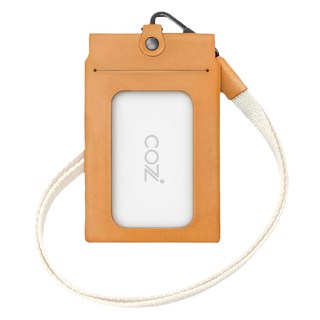 COZi 義大利植鞣革雙面直式證件夾 100%植鞣革 台灣手工製作 可收納1張證件卡片+8張名片, 亮駝色, 1個