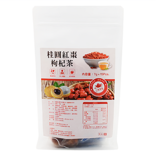 仁濟中藥 桂圓紅棗枸杞養生茶, 果肉飽滿，多種好料，獨立包裝，即沖即飲, 8g, 15包, 1袋